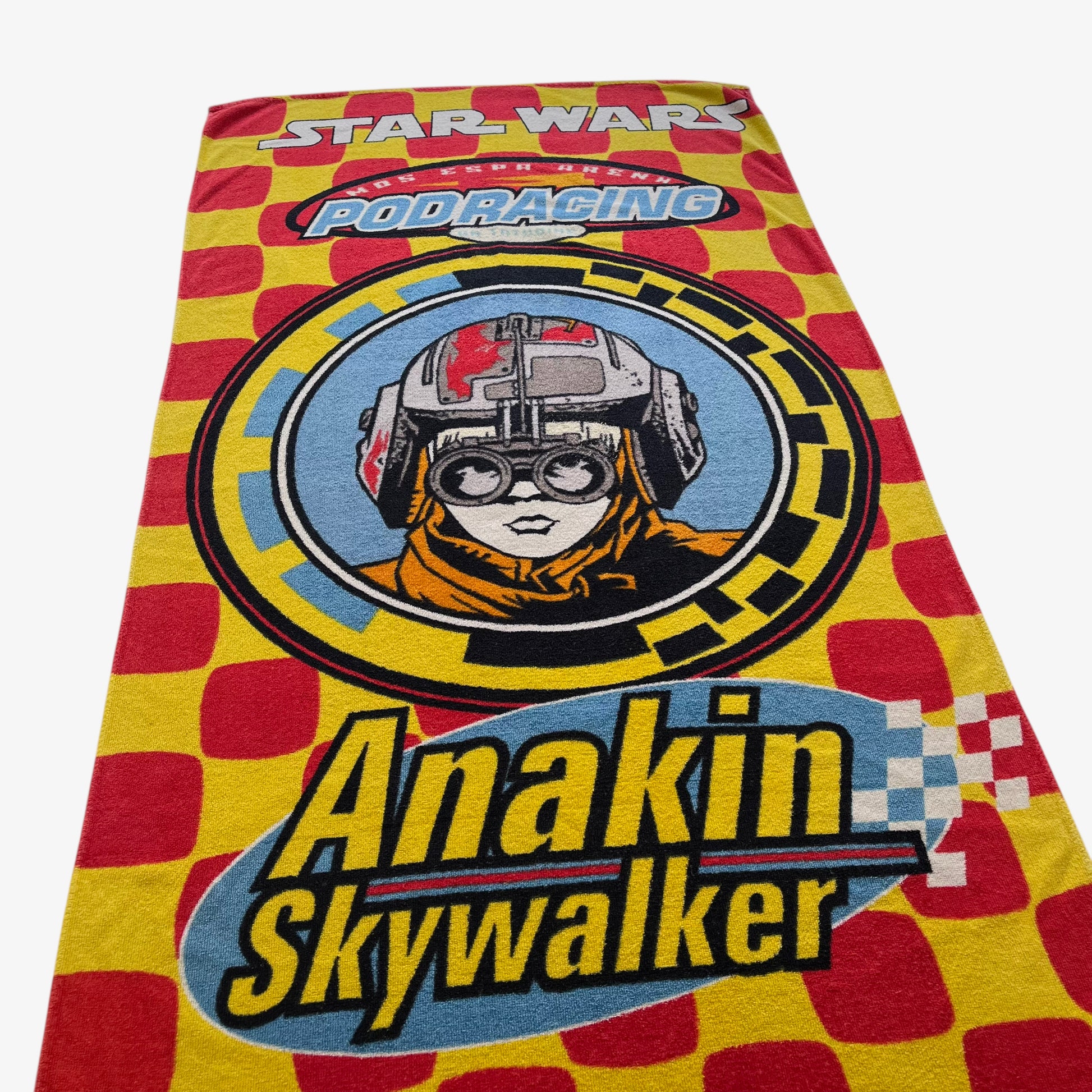 Vintage Y2K Star Wars Episode One Anakin Skywalker Pod Racing Towel Spell Out - Casspios Dream