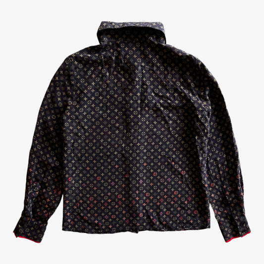 Vintage Y2K Womens Abstract Blossom And Love Heart Print Long Sleeve Brown Silk Shirt Back - Casspios Dream