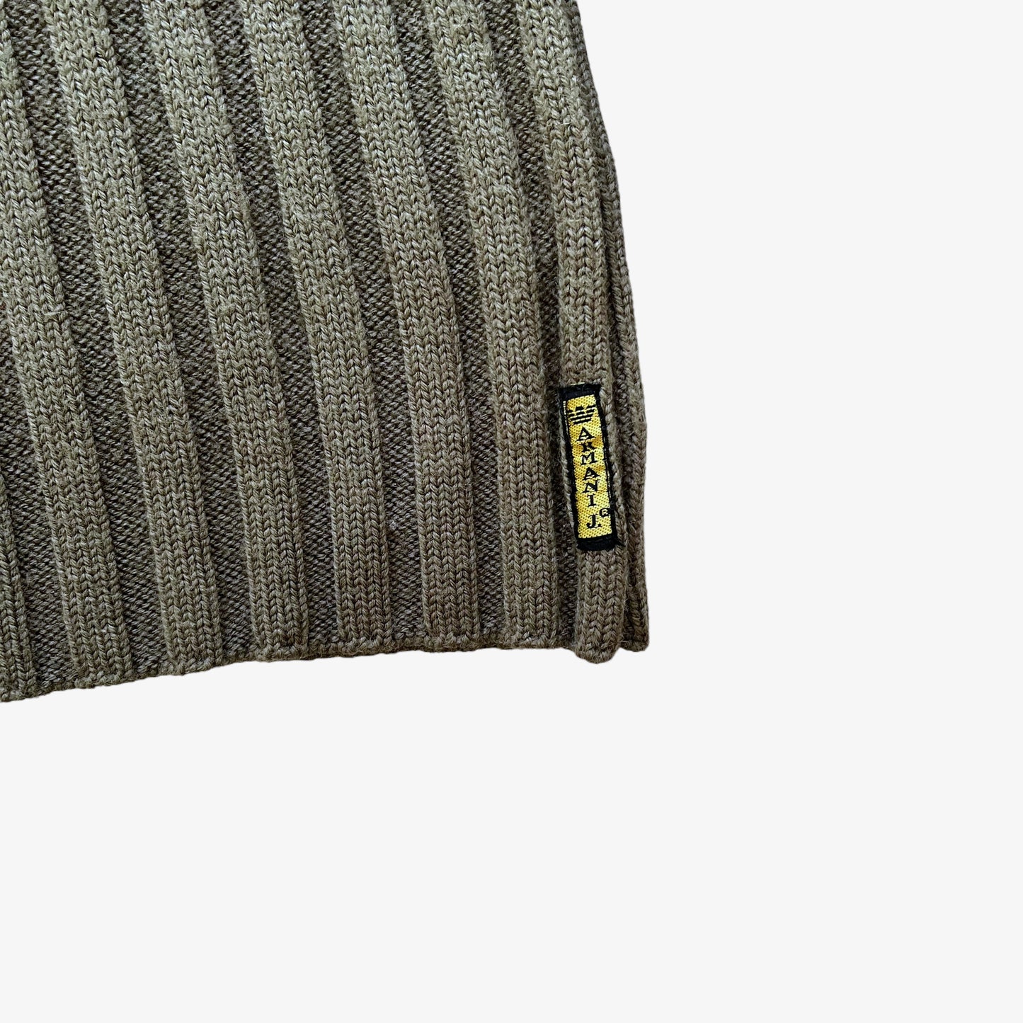 Vintage Y2K Womens Armani Jeans Khaki Quarter Zip Wool Blend Fleece Tag - Casspios Dream