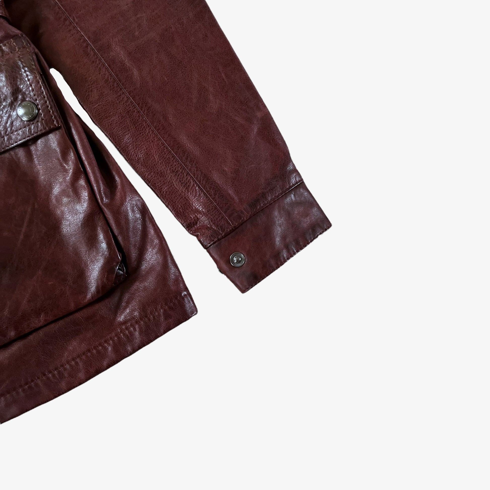 Vintage Y2K Womens Belstaff Trialmaster Panther 1966 Burgundy Leather Jacket Cuff - Casspios Dream