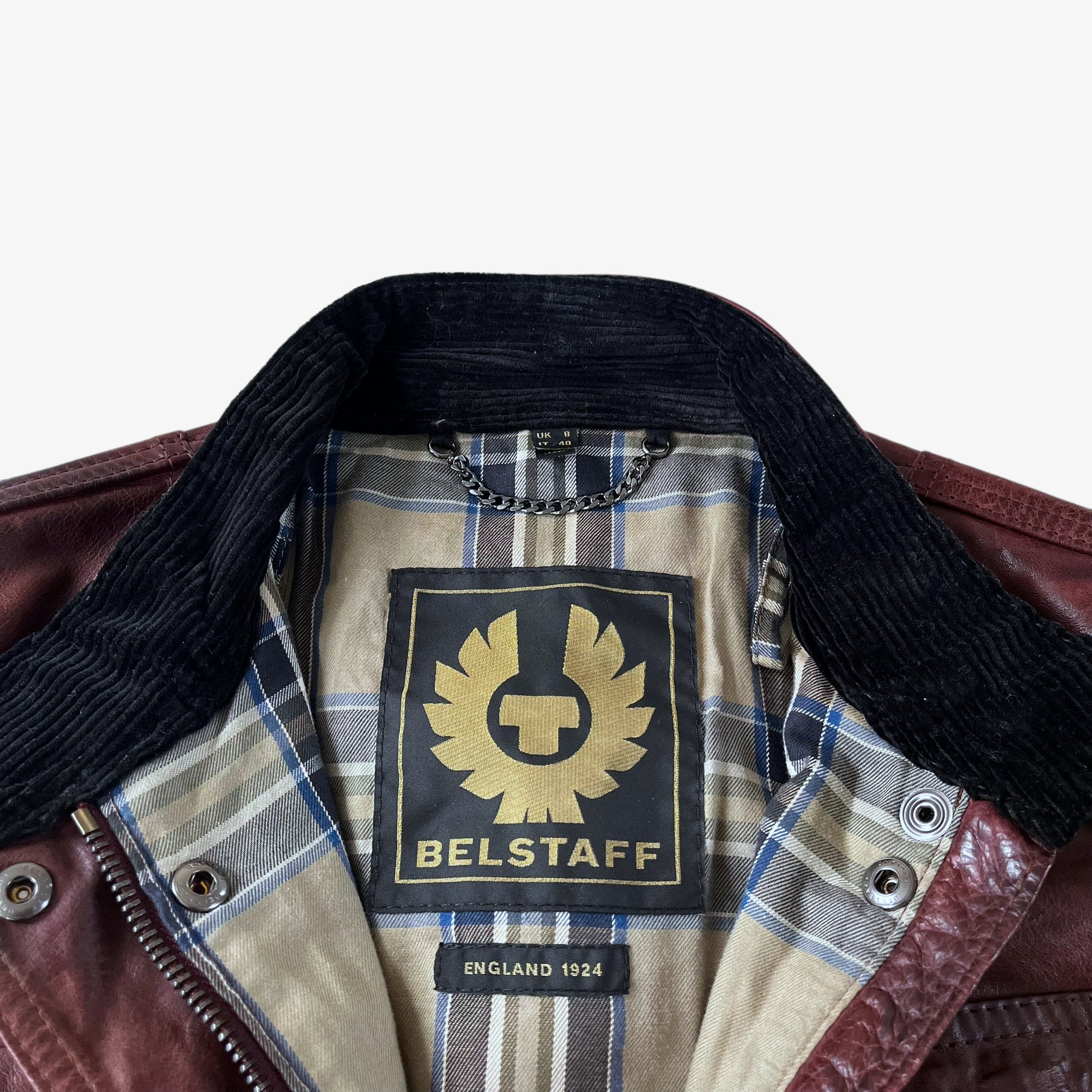 Vintage Y2K Womens Belstaff Trialmaster Panther 1966 Burgundy Leather Jacket Label - Casspios Dream