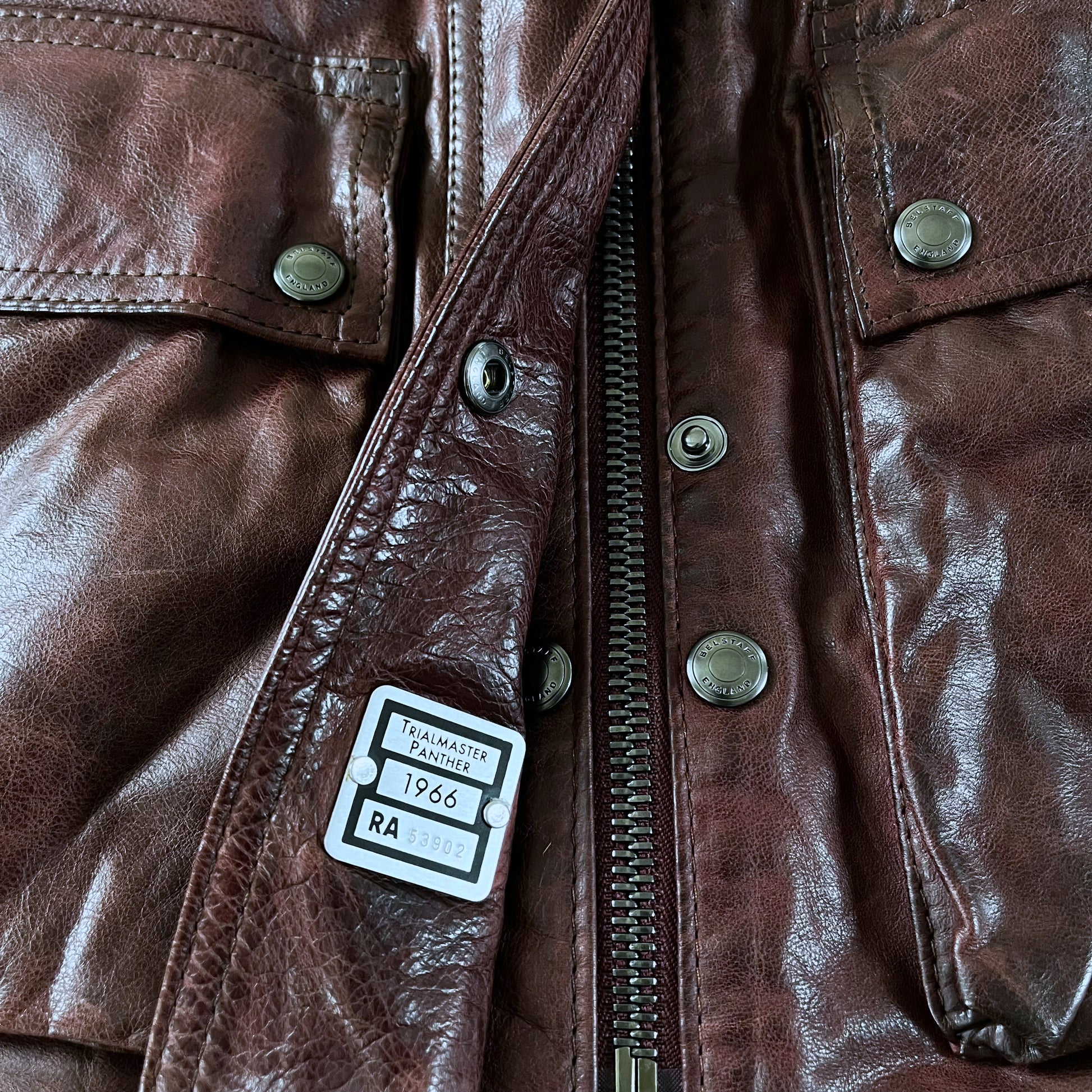 Vintage Y2K Womens Belstaff Trialmaster Panther 1966 Burgundy Leather Jacket Model - Casspios Dream