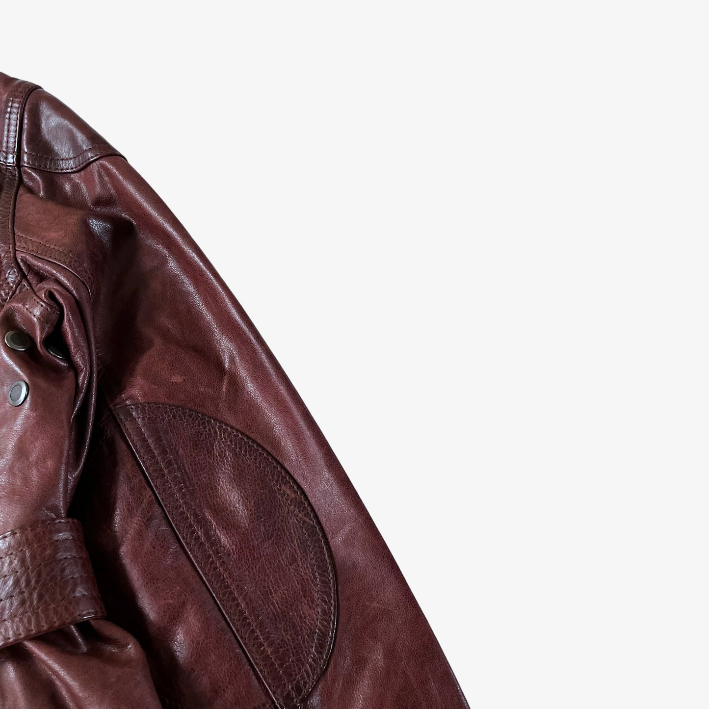 Vintage Y2K Womens Belstaff Trialmaster Panther 1966 Burgundy Leather Jacket Shoulder - Casspios Dream