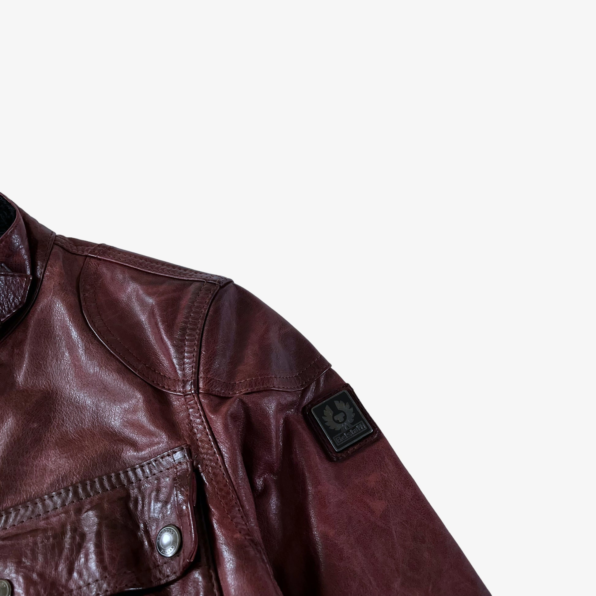 Vintage Y2K Womens Belstaff Trialmaster Panther 1966 Burgundy Leather Jacket Tag - Casspios Dream