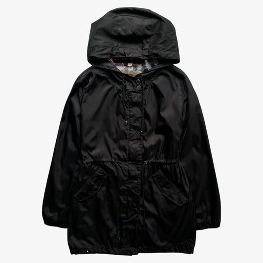 Vintage Y2K women's Burberry black hooded jacket.