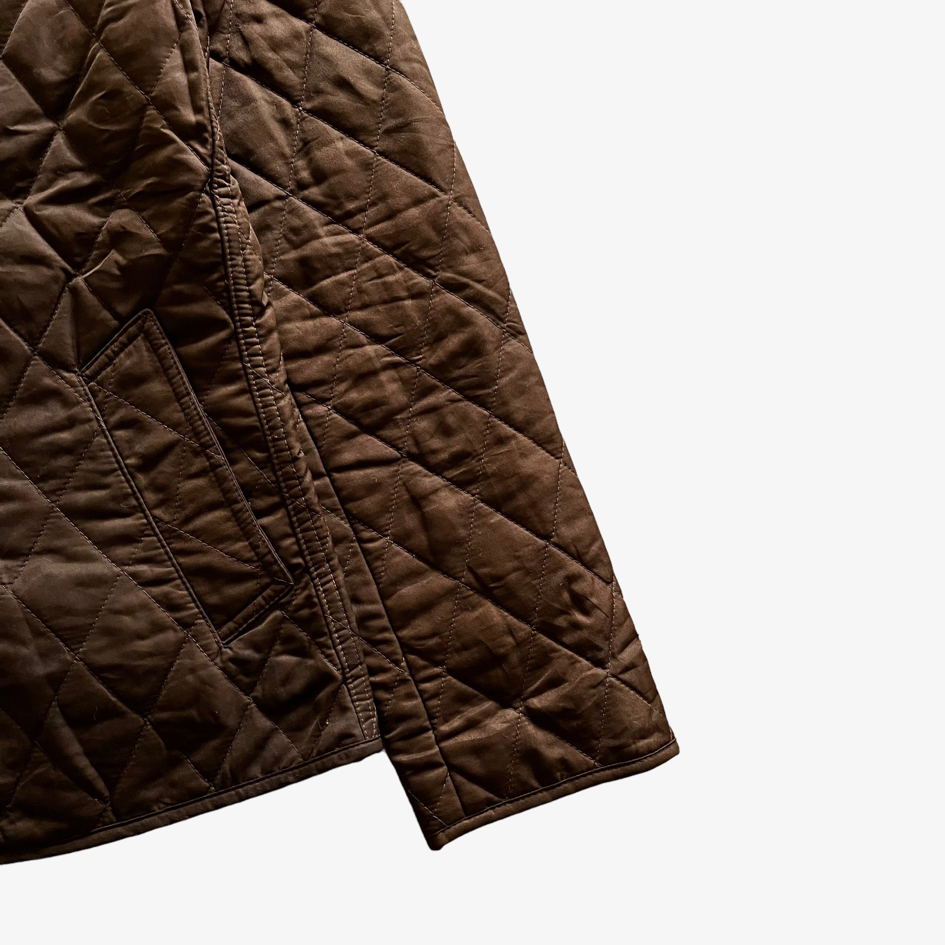 Vintage Y2K Womens Burberry Brit Brown Quilted Jacket With Nova Check Lining Cuff - Casspios Dream