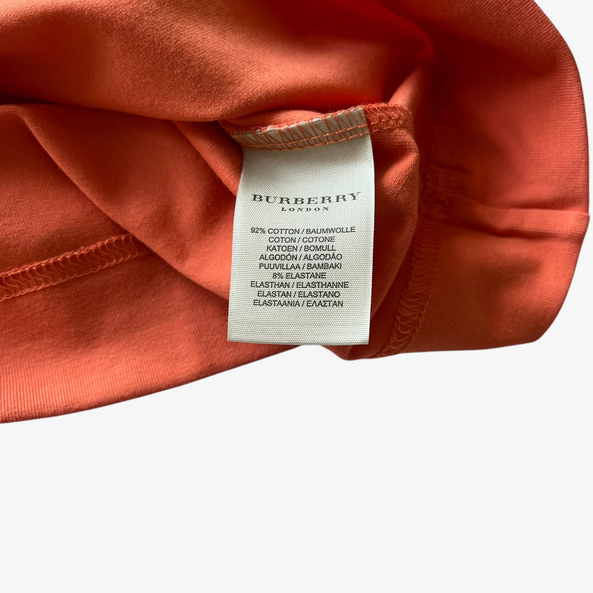 Vintage Y2K Womens Burberry Printed Spell Out Crest Light Orange Top Inside Label - Casspios Dream
