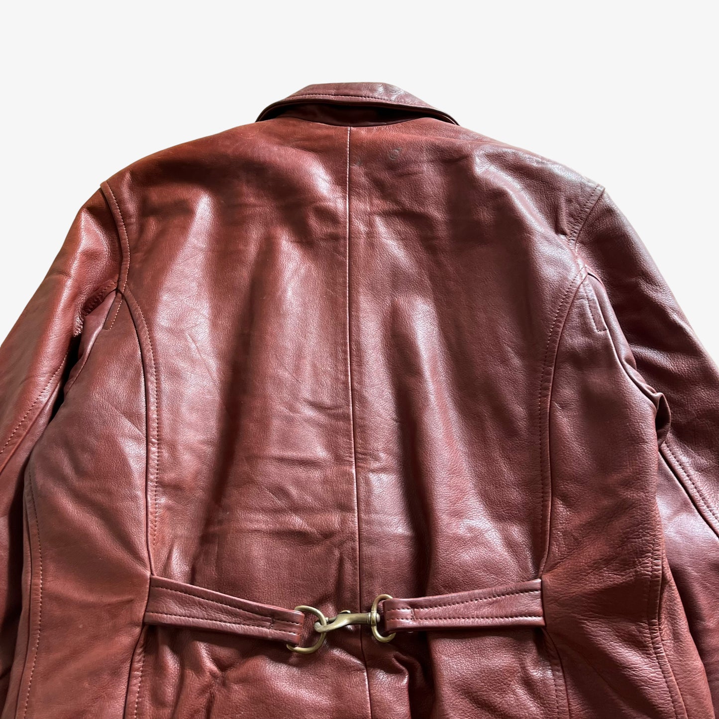 Vintage Y2K Womens COACH Red Leather Jacket Buckle - Casspios Dream Vintage