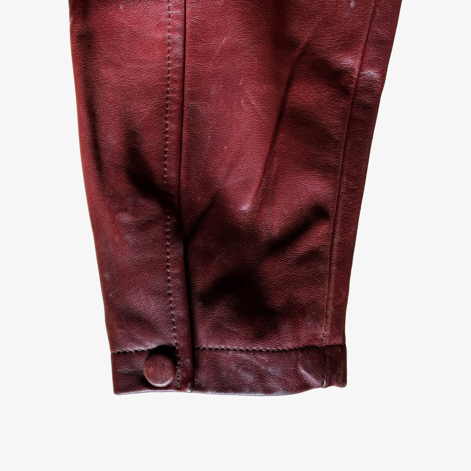 Vintage Y2K Womens COACH Red Leather Jacket Cuff Wear - Casspios Dream Vintage