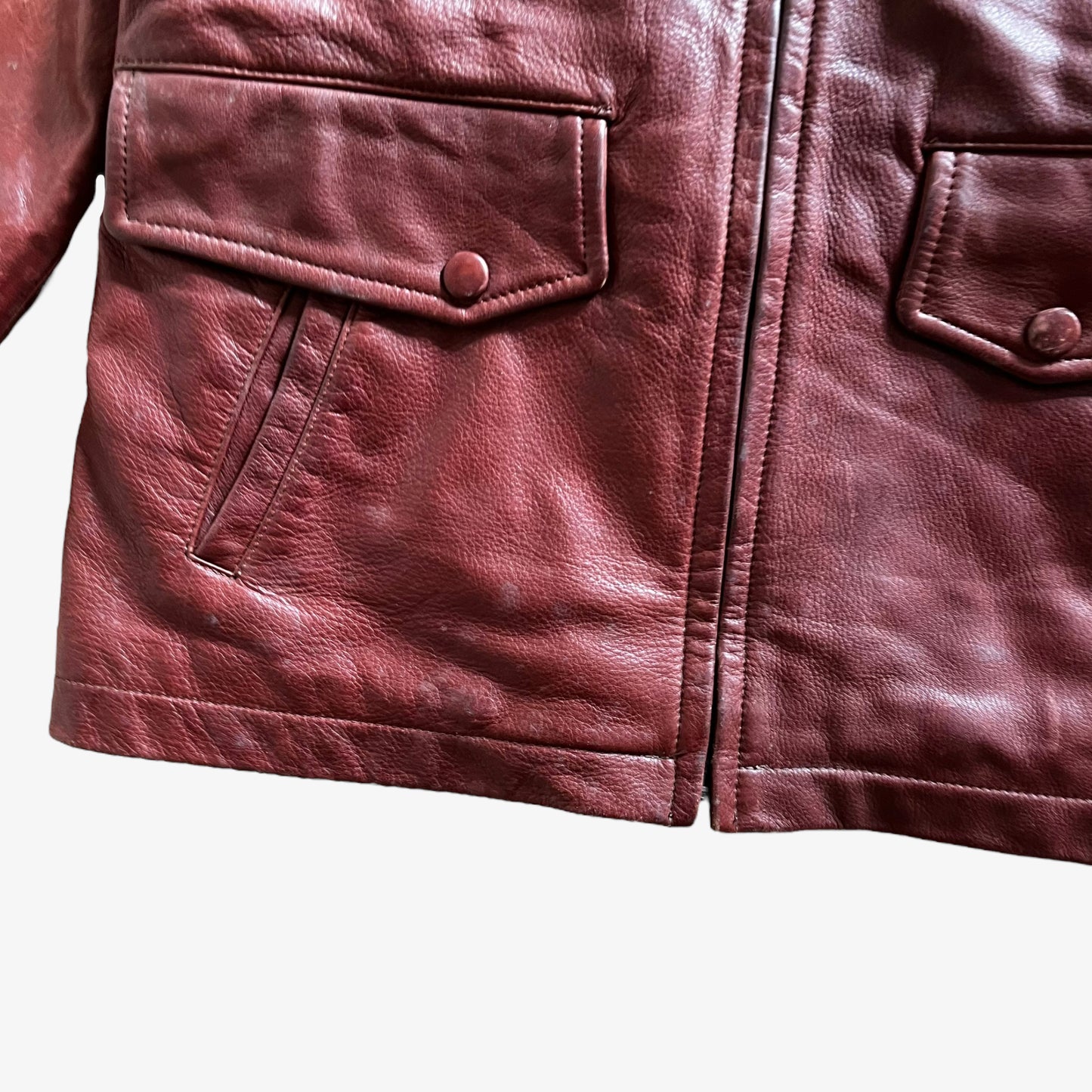 Vintage Y2K Womens COACH Red Leather Jacket Hem - Casspios Dream Vintage