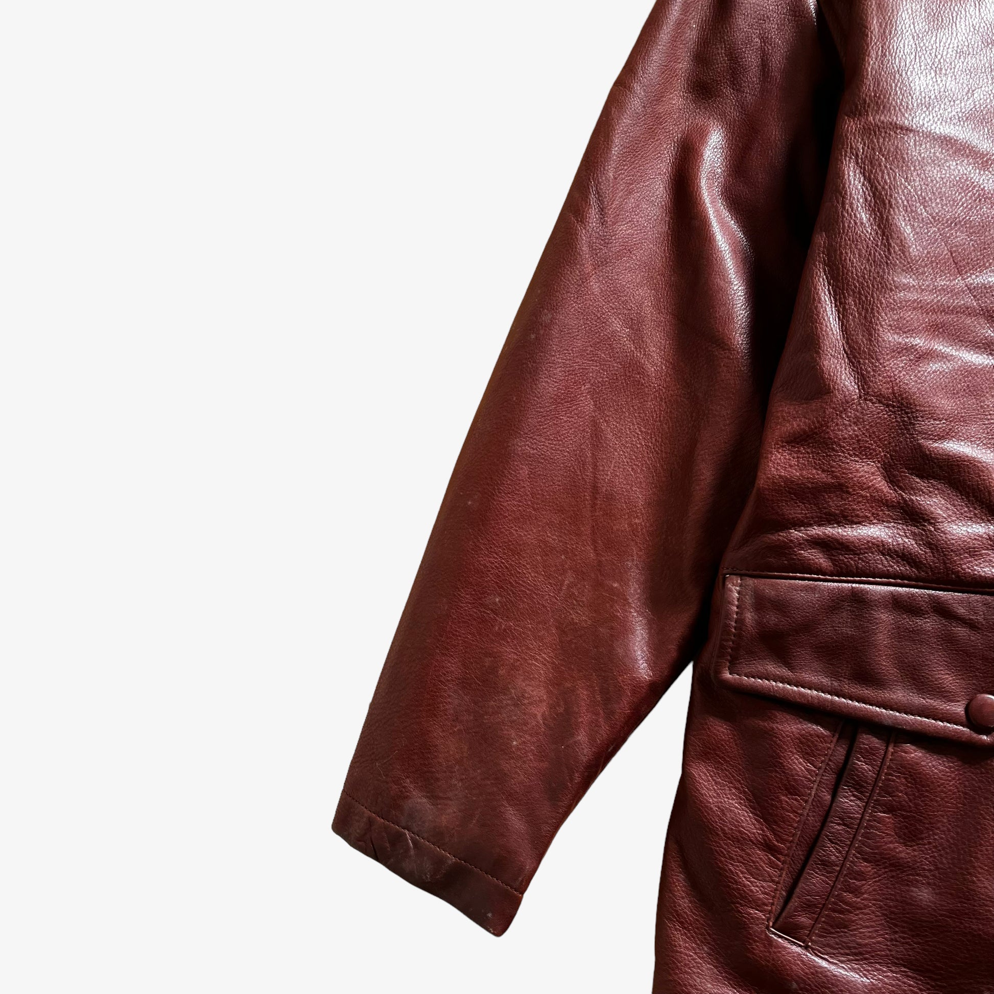 Vintage Y2K Womens COACH Red Leather Jacket Sleeve - Casspios Dream Vintage