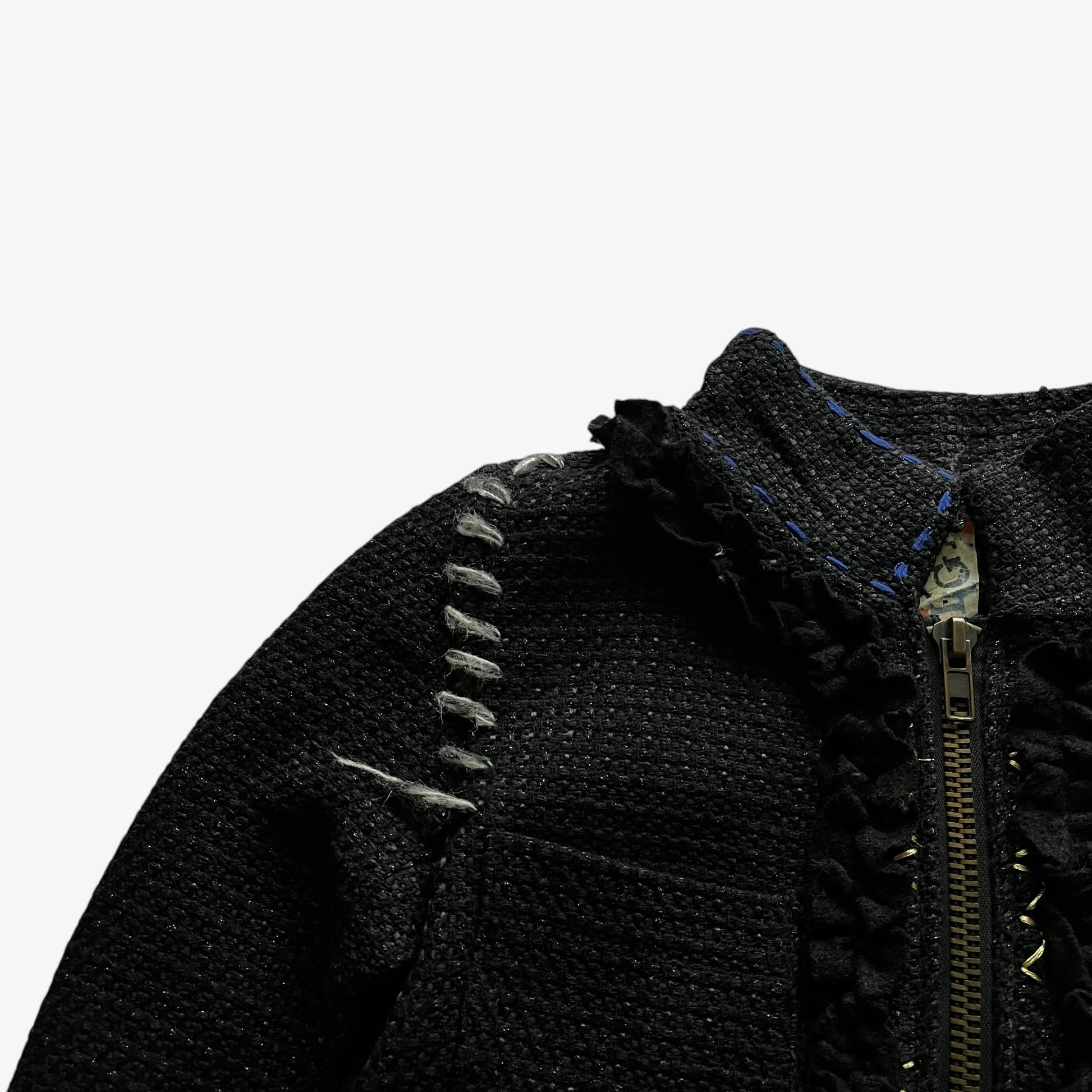 Vintage Y2K Womens Desigual Black Knitted Jacket With Embroidered Back Spell Out Woven - Casspios Dream