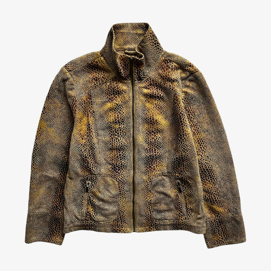 Vintage Y2K Womens Dialogue Faux Snakeskin Leather Jacket - Casspios Dream