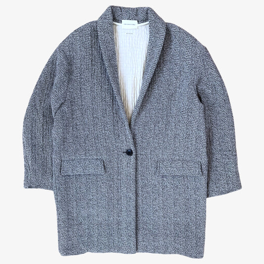 Vintage Y2K women's Isabel Marant Étoile Edilon herringbone wool blend tweed coat.