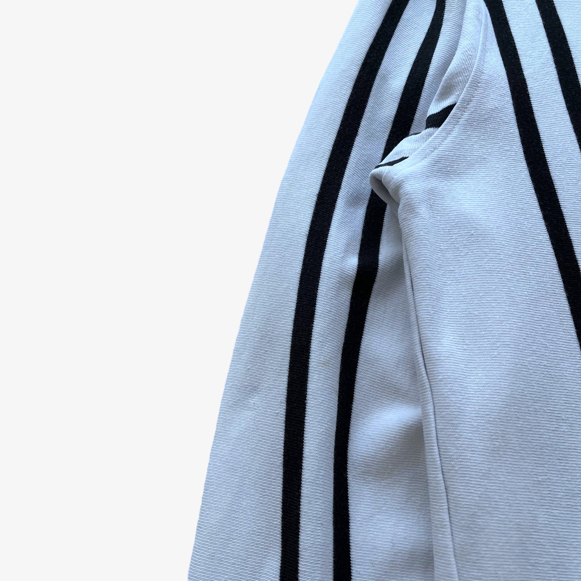 Vintage Y2K Womens Karl Lagerfeld Pinstripe White Rugby Shirt Sleeve - Casspios Dream