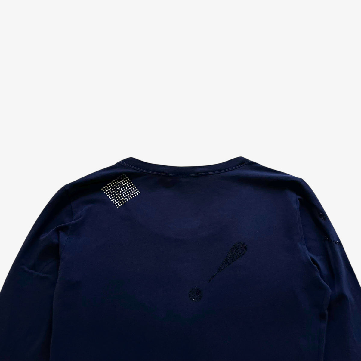 Vintage Y2K Womens Love Moschino Beaded Long Sleeve Navy Top Collar - Casspios Dream