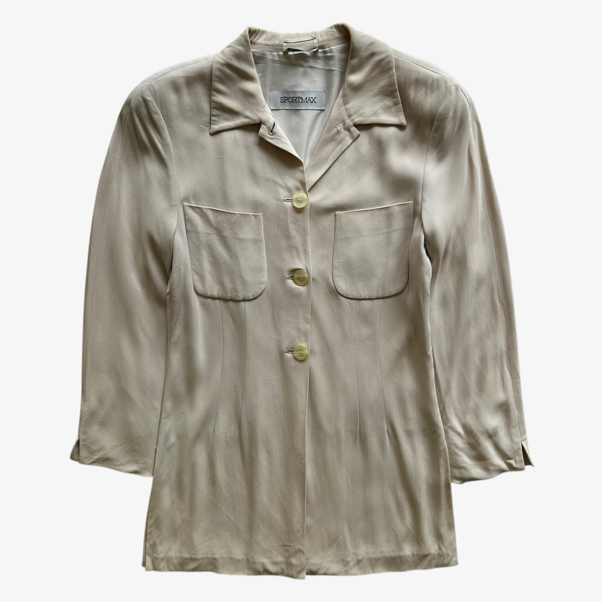 Vintage Y2K Womens Max Mara Sportmax Cream Coat With Shoulder Pads - Casspios Dream