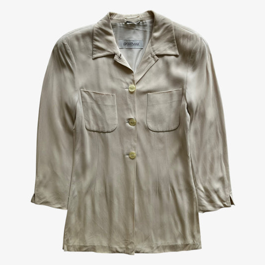 Vintage Y2K Womens Max Mara Sportmax Cream Coat With Shoulder Pads - Casspios Dream