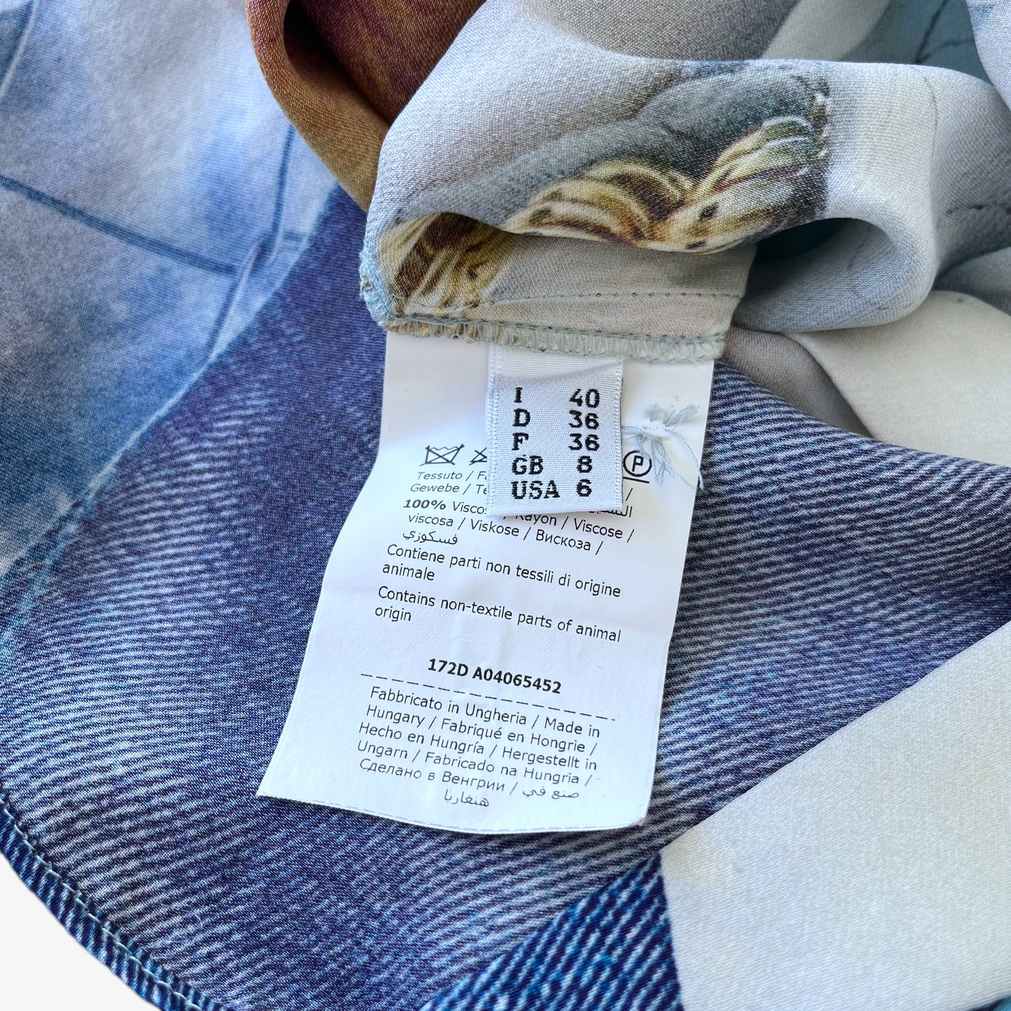 Vintage Y2K Womens Moschino Couture Abstract Print Blue Shirt Dress Inside Label - Casspios Dream
