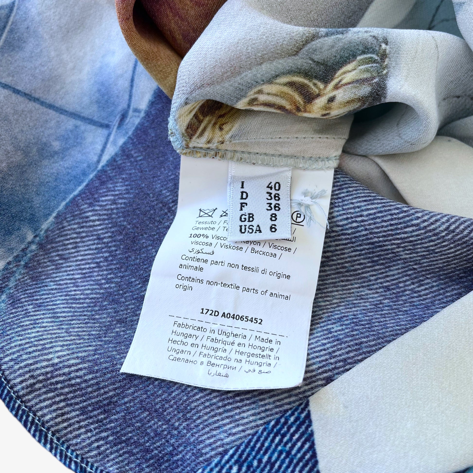 Vintage Y2K Womens Moschino Couture Abstract Print Blue Shirt Dress Inside Label - Casspios Dream