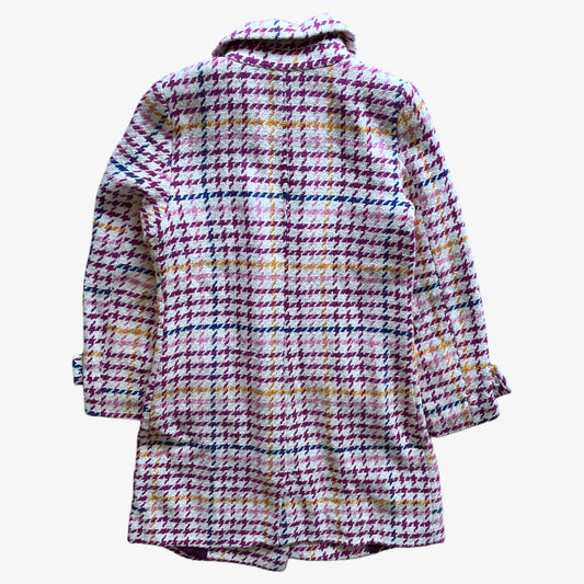 Vintage Y2K Womens Naf Naf Colourful Houndstooth Print Double Breasted Coat Back - Casspios Dream