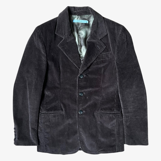 Vintage Y2K women's RED Valentino dark brown corduroy long blazer.
