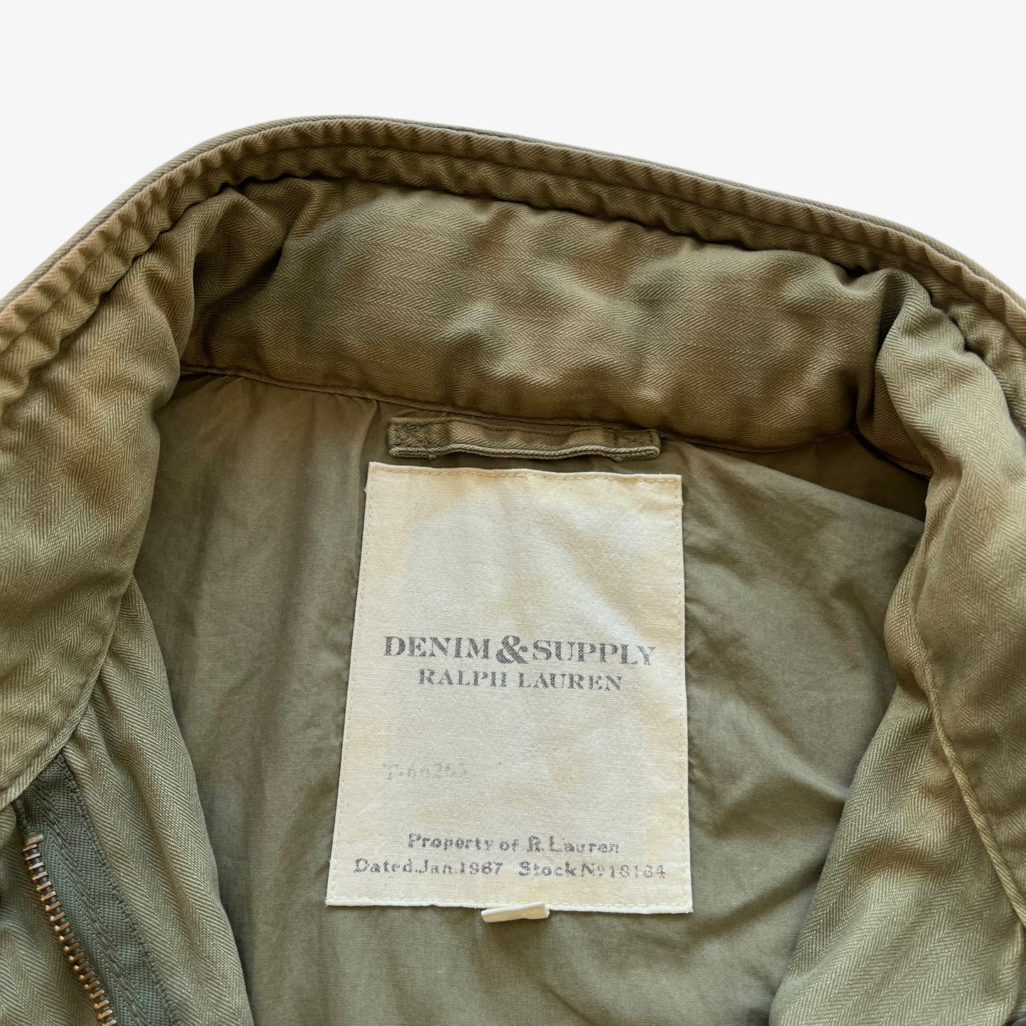 Vintage Y2K Womens Ralph Lauren Denim And Supply Khaki Utility Jacket With Back Chief Print Label - Casspios Dream