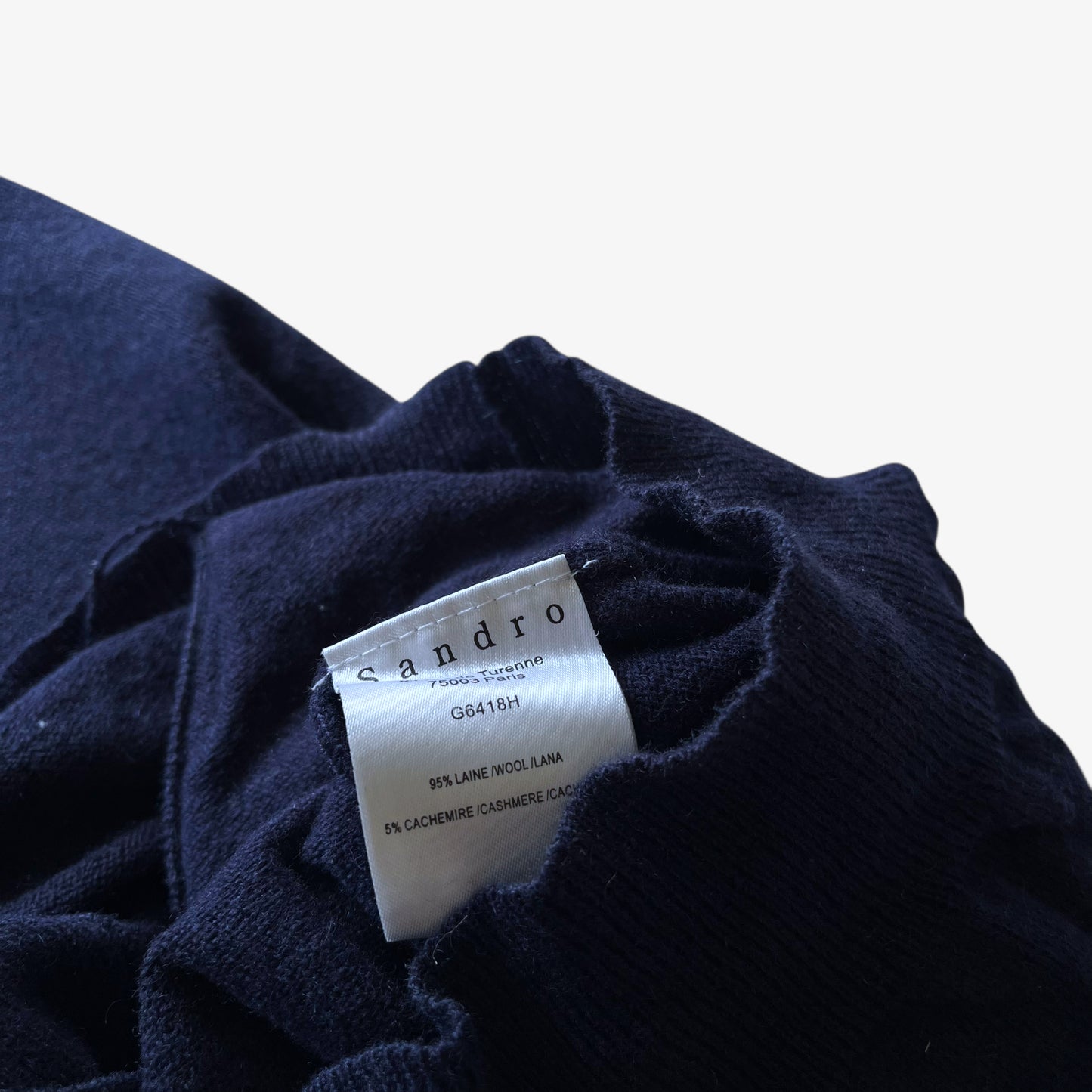 Vintage Y2K Womens Sandro Wool And Cashmere Navy Cardigan With Beaded Epaulettes Material - Casspios Dream