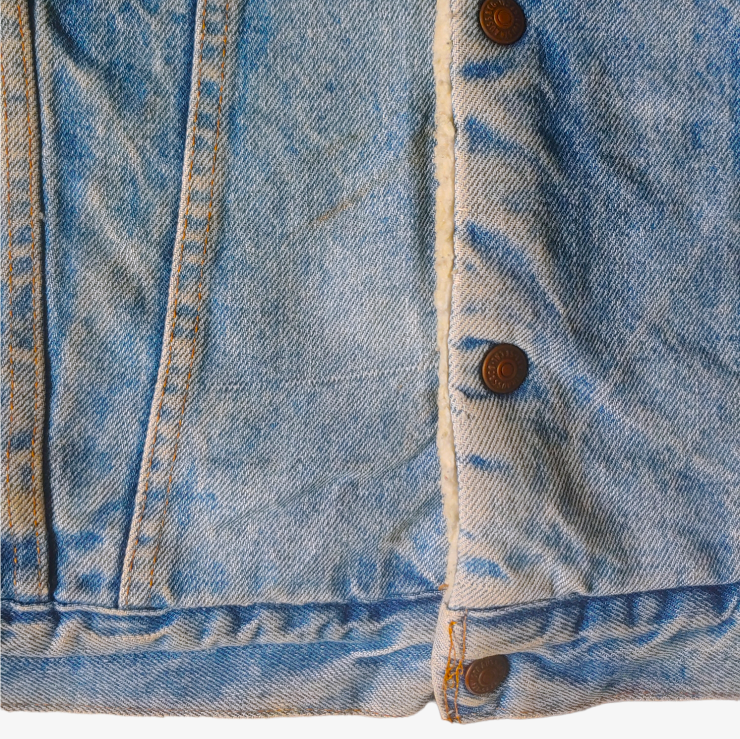 Vintage 1970s Levis Blue Denim Orange Tab Jacket With Fur Collar & Lining Mark - Casspios Dream