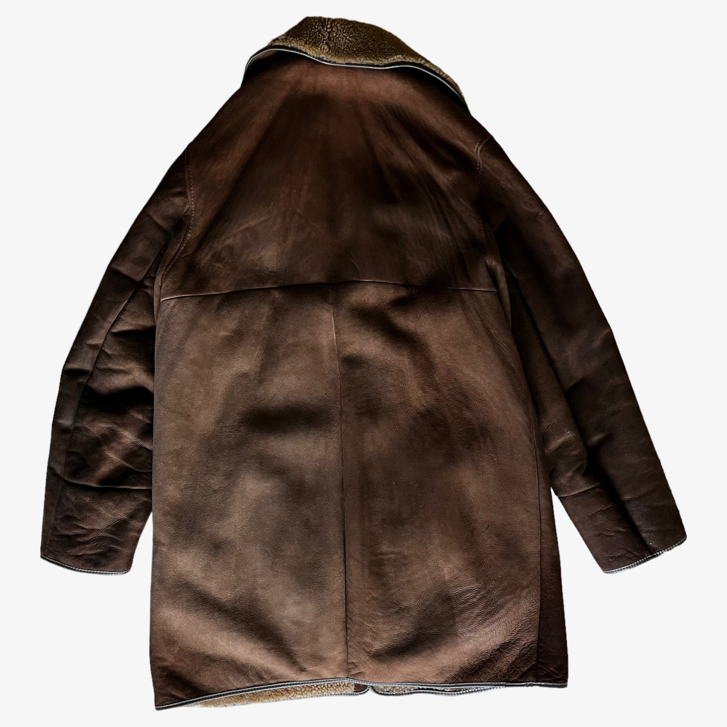 Vintage 1970s Morlands Brown Sheepskin Jacket Back - Casspios Dream
