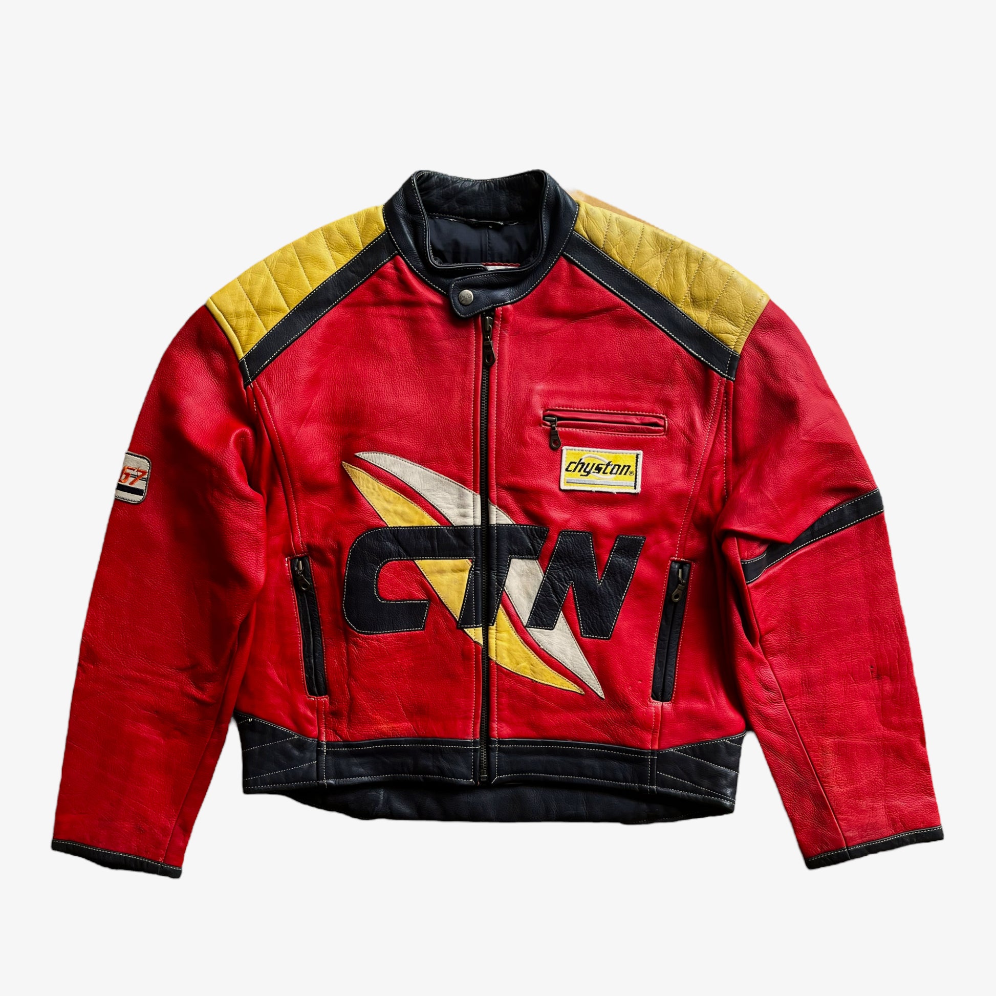 Vintage 1980s Chyston Red Leather Racing Jacket - Casspios Dream