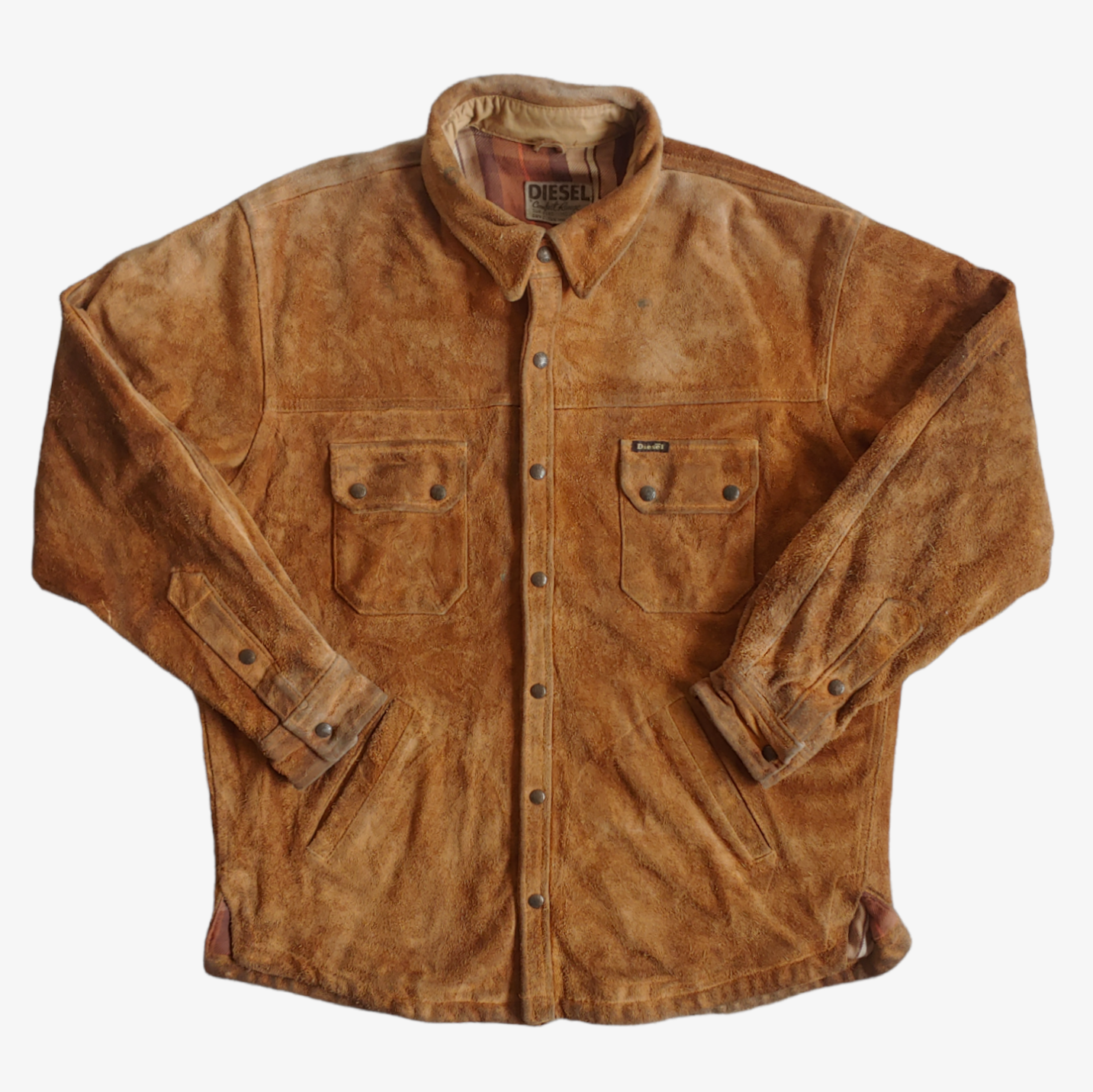Vintage 1980s Diesel Comfort Range Brown Suede Leather Shirt Jacket Shacket - Casspios Dream