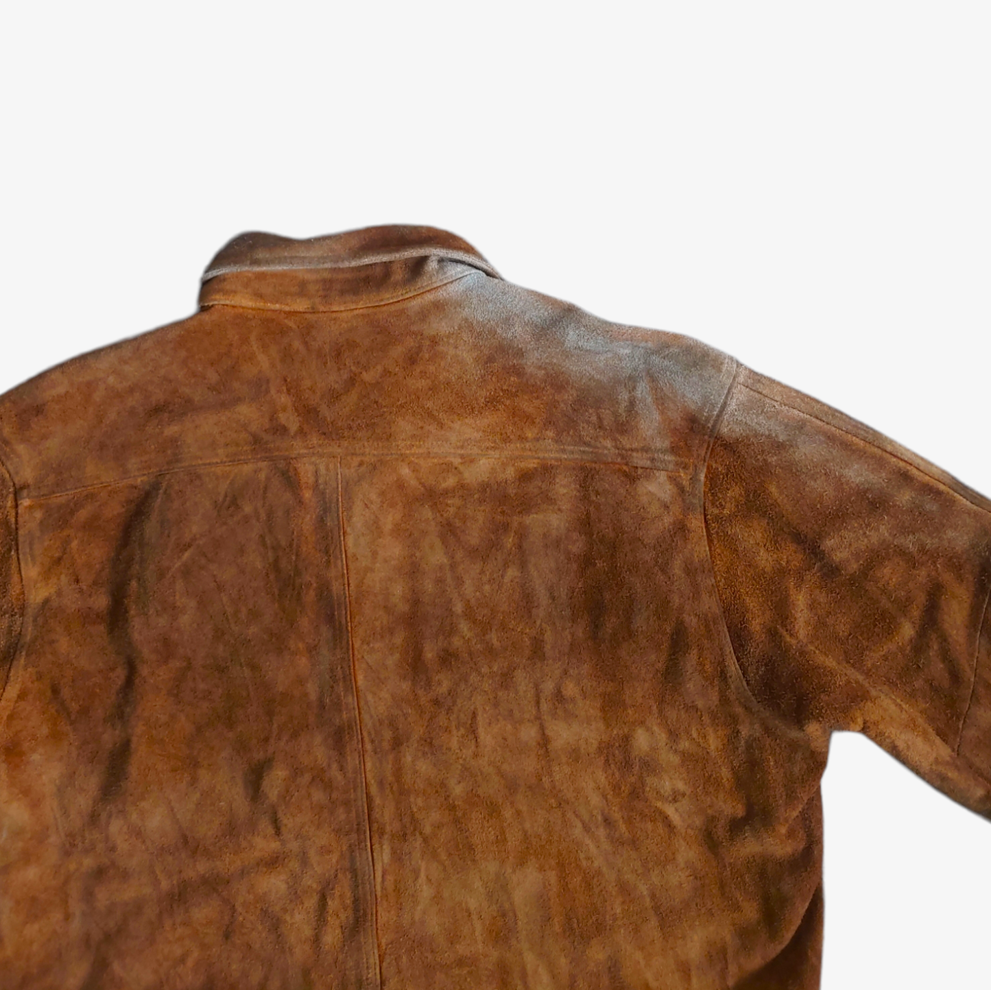 Vintage 1980s Diesel Comfort Range Brown Suede Leather Shirt Jacket Shacket Back - Casspios Dream