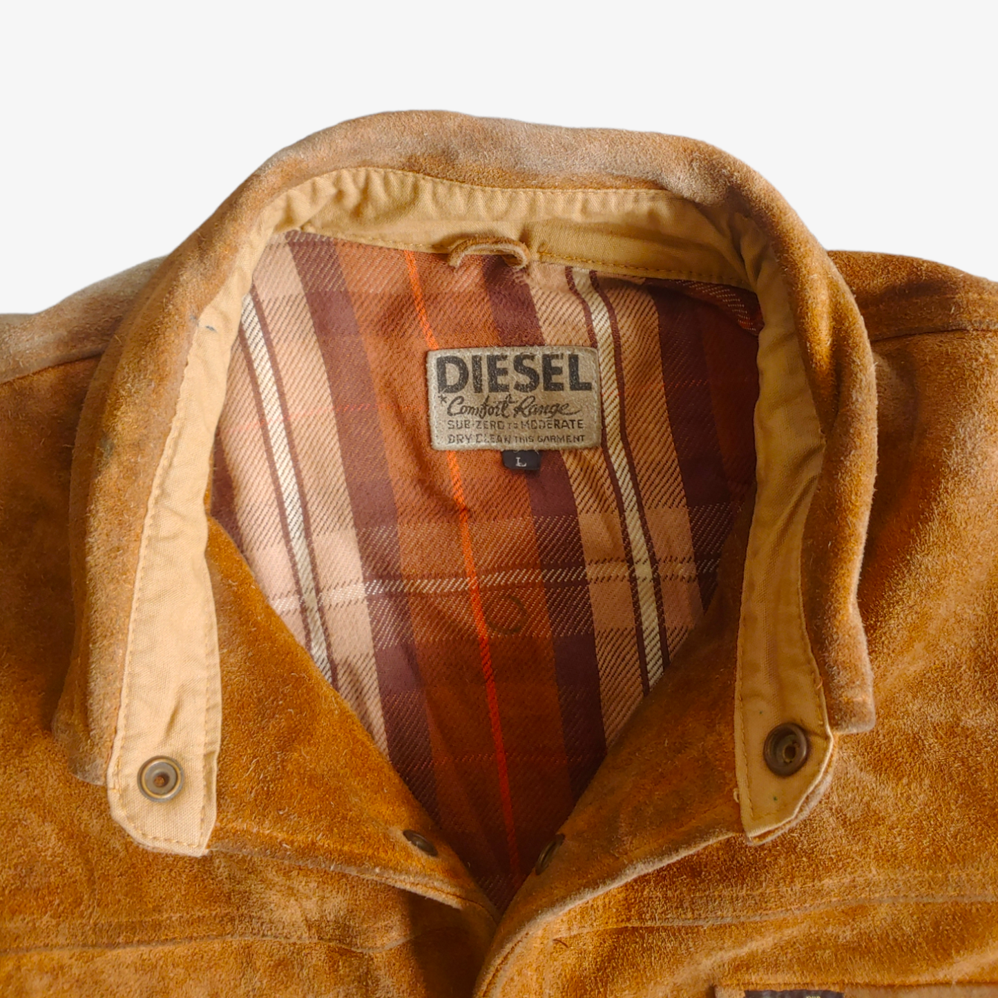 Vintage 1980s Diesel Comfort Range Brown Suede Leather Shirt Jacket Shacket Label - Casspios Dream