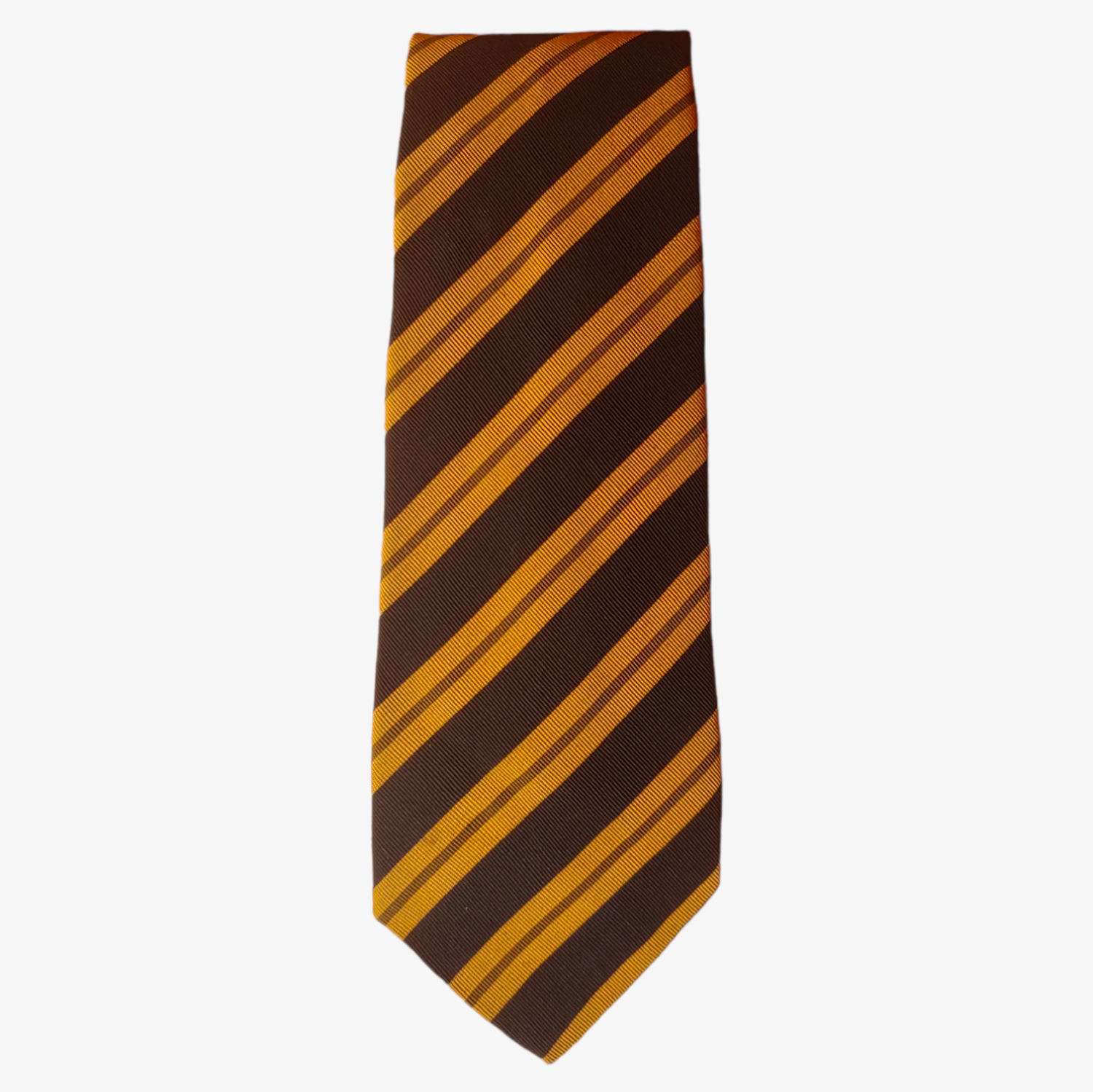 Vintage 1980s Harrods Knightsbridge Orange & Black Striped Skinny Silk Tie - Casspios Dream