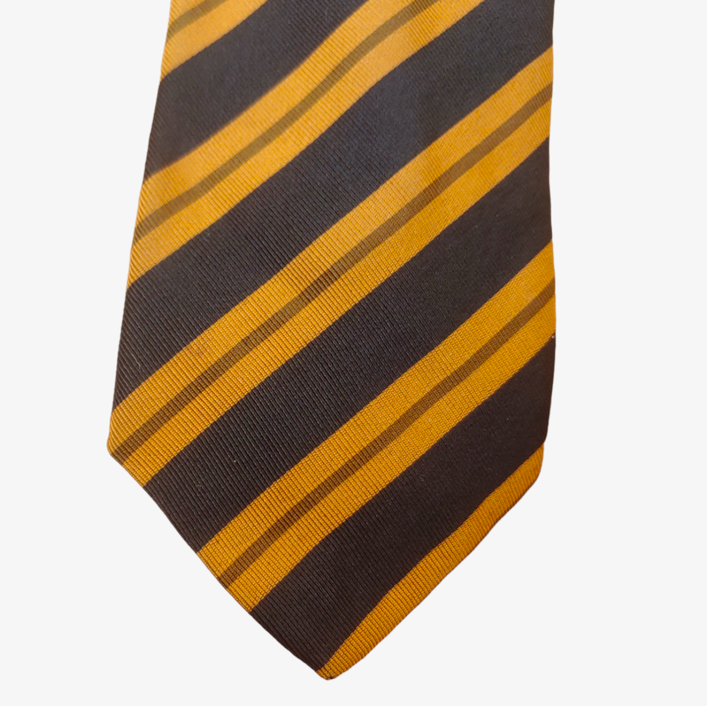 Vintage 1980s Harrods Knightsbridge Orange & Black Striped Skinny Silk Tie Mark - Casspios Dream