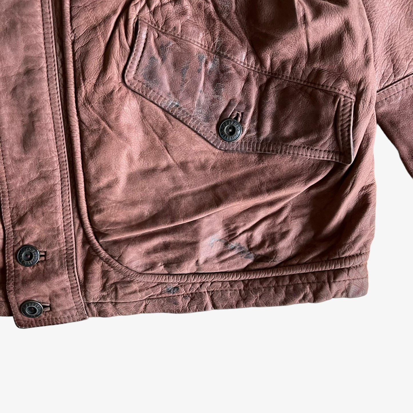 Vintage 1980s Marlboro Classics Red Leather Jacket Hem - Casspios Dream