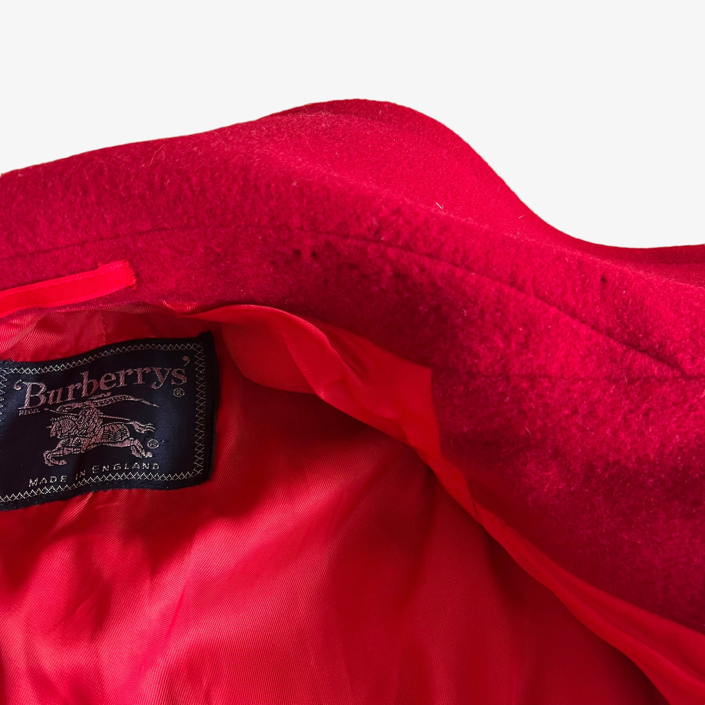 Vintage 1980s Womens Burberry Wool & Camel Hair Double Breasted Red Coat Collar - Casspios Dream