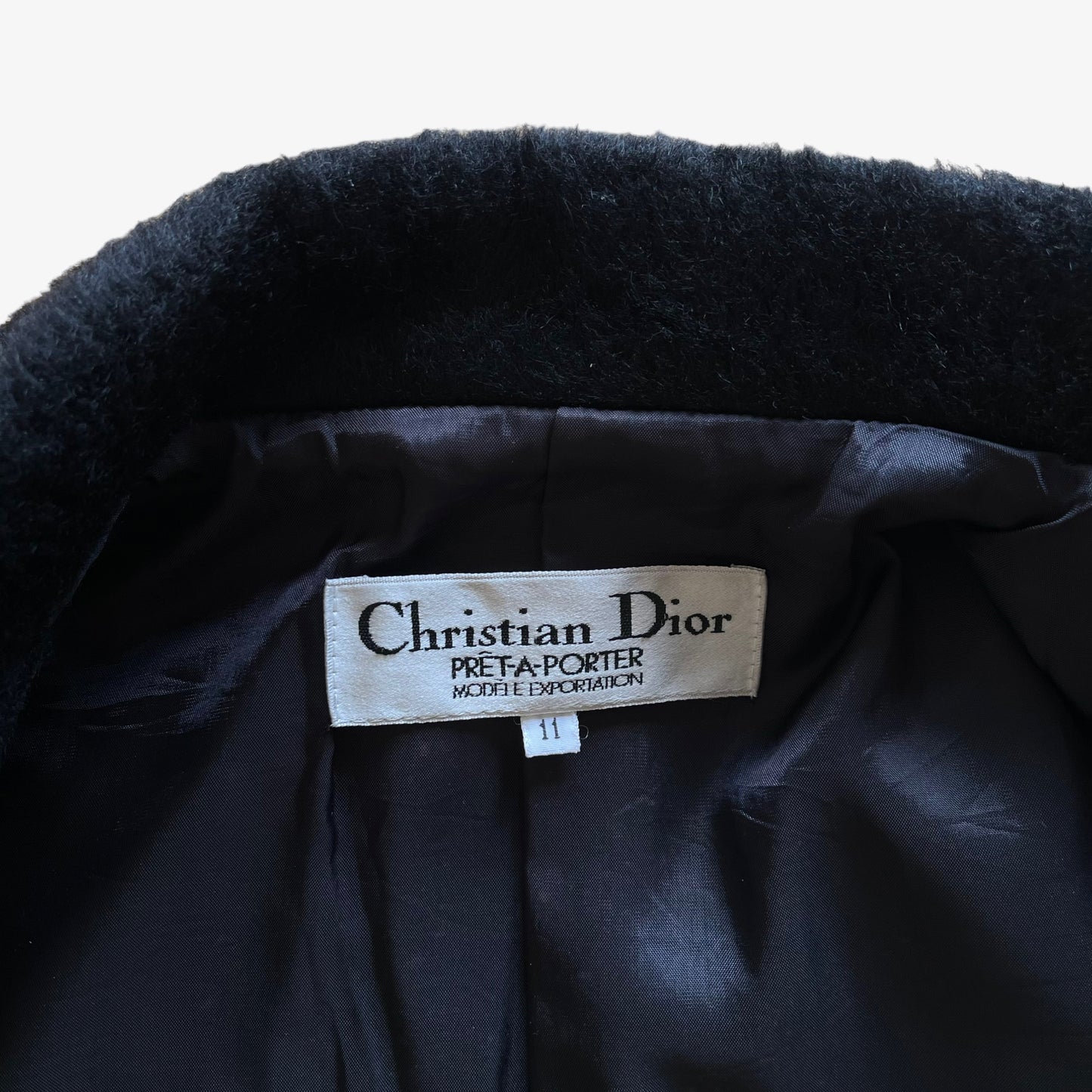 Vintage 1980s Womens Christian Dior Mohair Wool Double Breasted Coat Label - Casspios Dream
