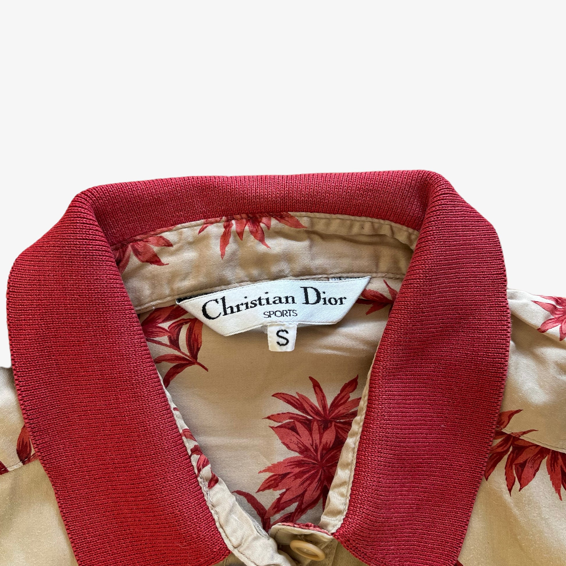 Vintage 1980s Womens Christian Dior Sport Floral Silk Shirt Label - Casspios Dream
