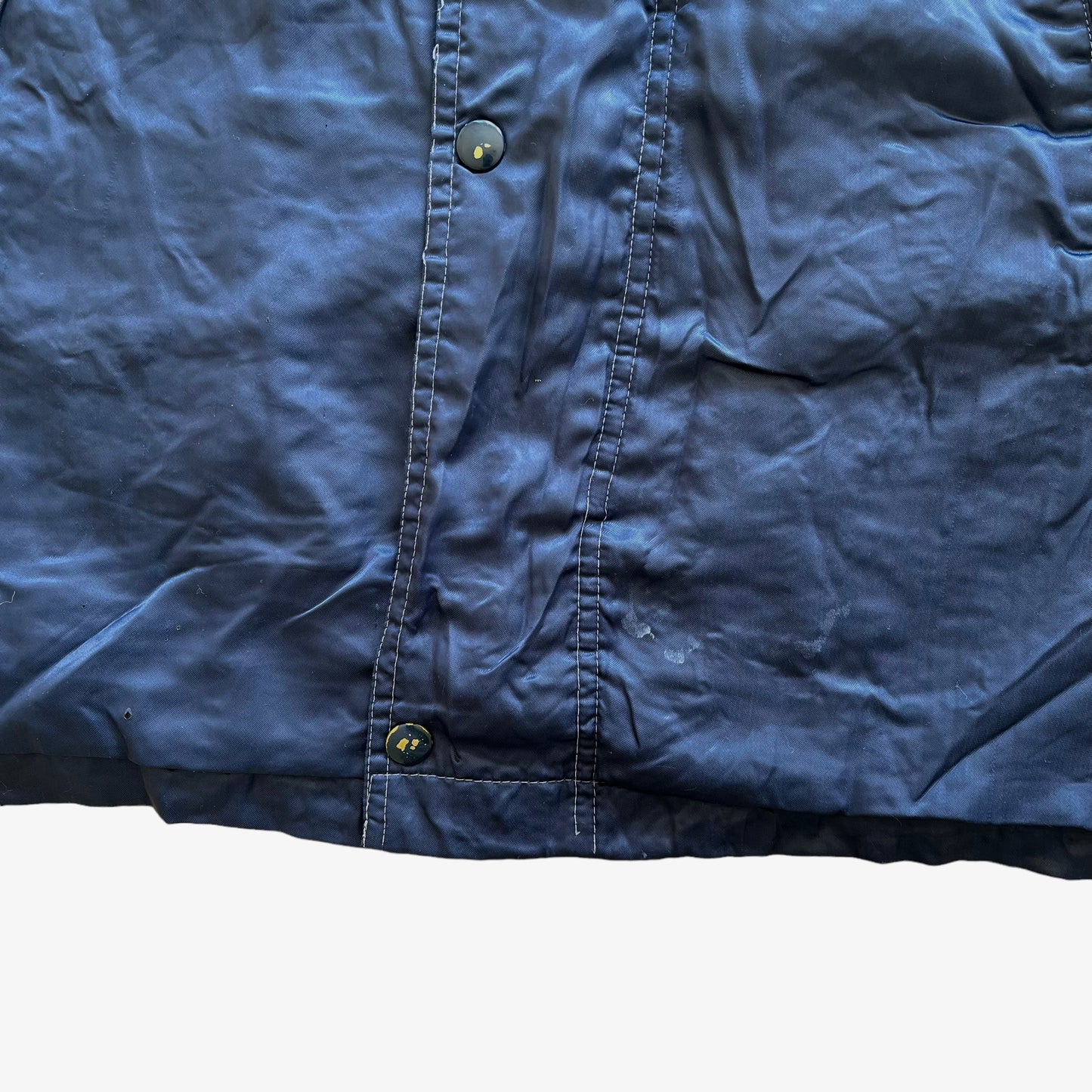 Vintage 1989 Uniform x Dallas Cowboys NFL Blue Satin Football Varsity Jacket Button - Casspios Dream