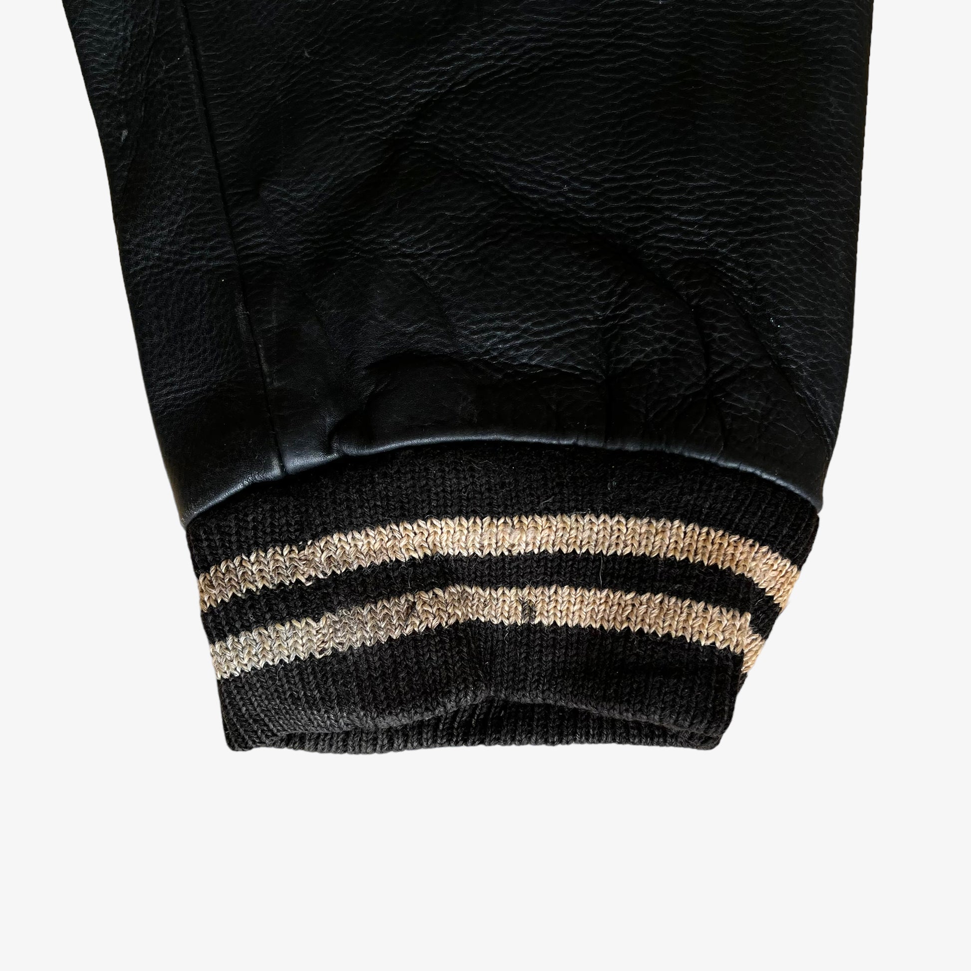 Vintage 1990s Redskins Black Leather Varsity Jacket Cuff - Casspios Dream