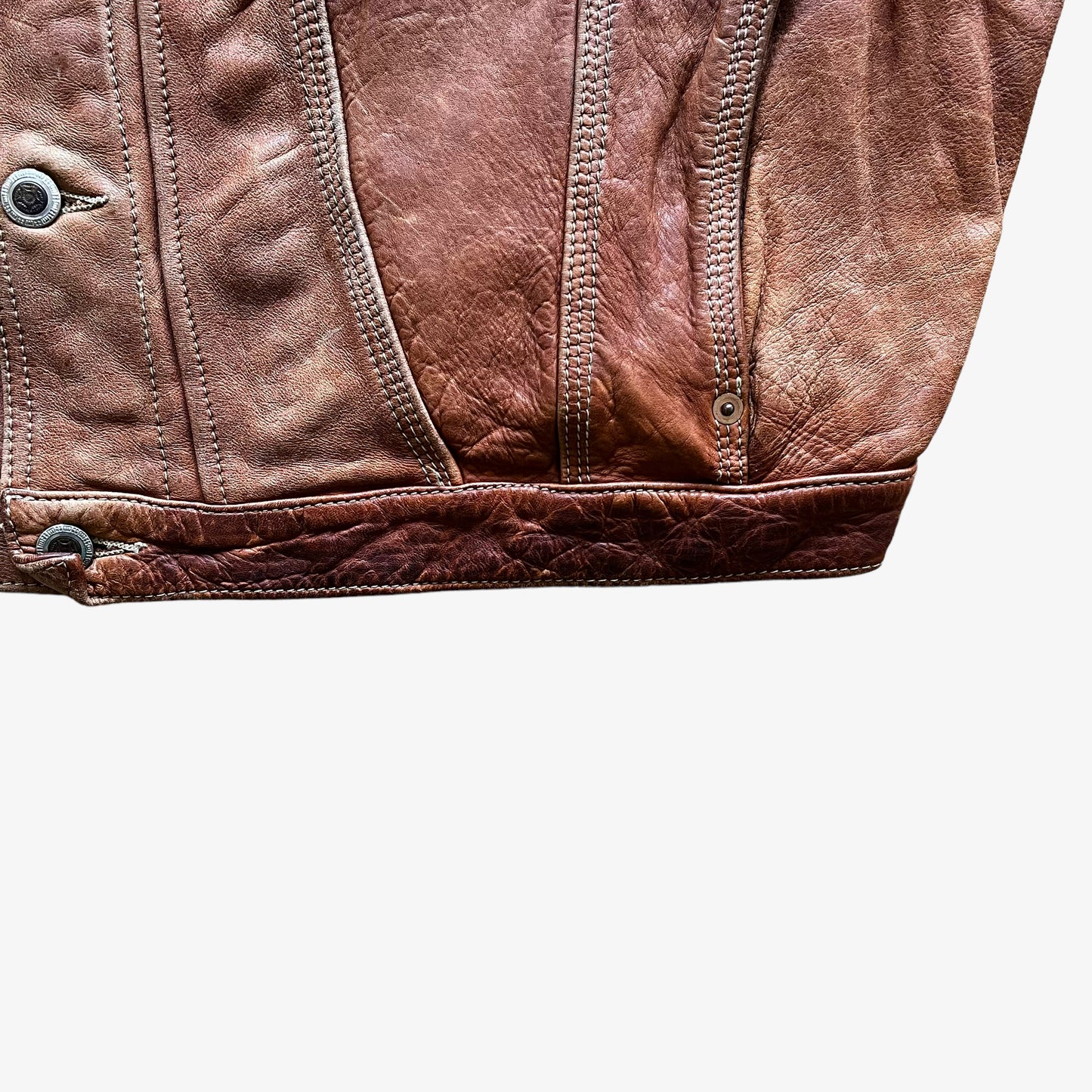 Vintage 1990s Zingaro Brown Leather Trucker Biker Jacket Wear - Casspios Dream