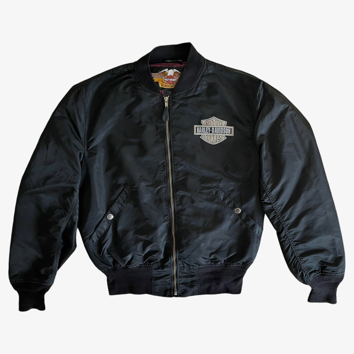 Vintage 1998 Harley Davidson 95th Anniversary Bomber Jacket With Back Spell Out - Casspios Dream