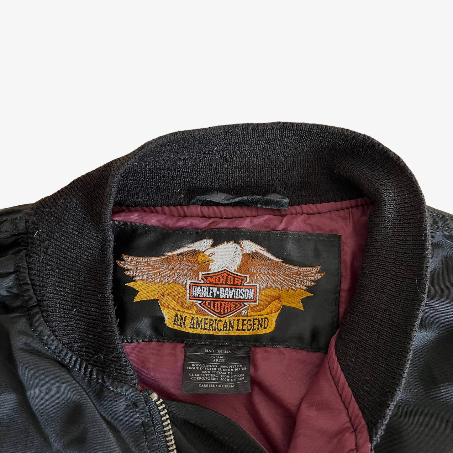 Vintage 1998 Harley Davidson 95th Anniversary Bomber Jacket With Back Spell Out Label - Casspios Dream