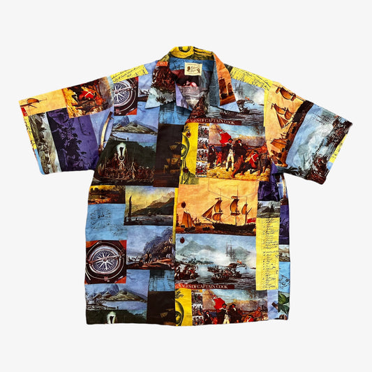 Vintage 60s Polynesian Bazaar Historic Captain Hawaiian Short Sleeve Shirt - Casspios Dream