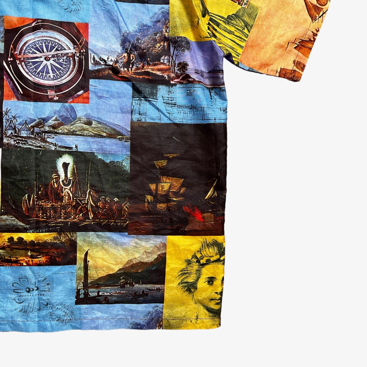 Vintage 60s Polynesian Bazaar Historic Captain Hawaiian Short Sleeve Shirt Egypt - Casspios Dream