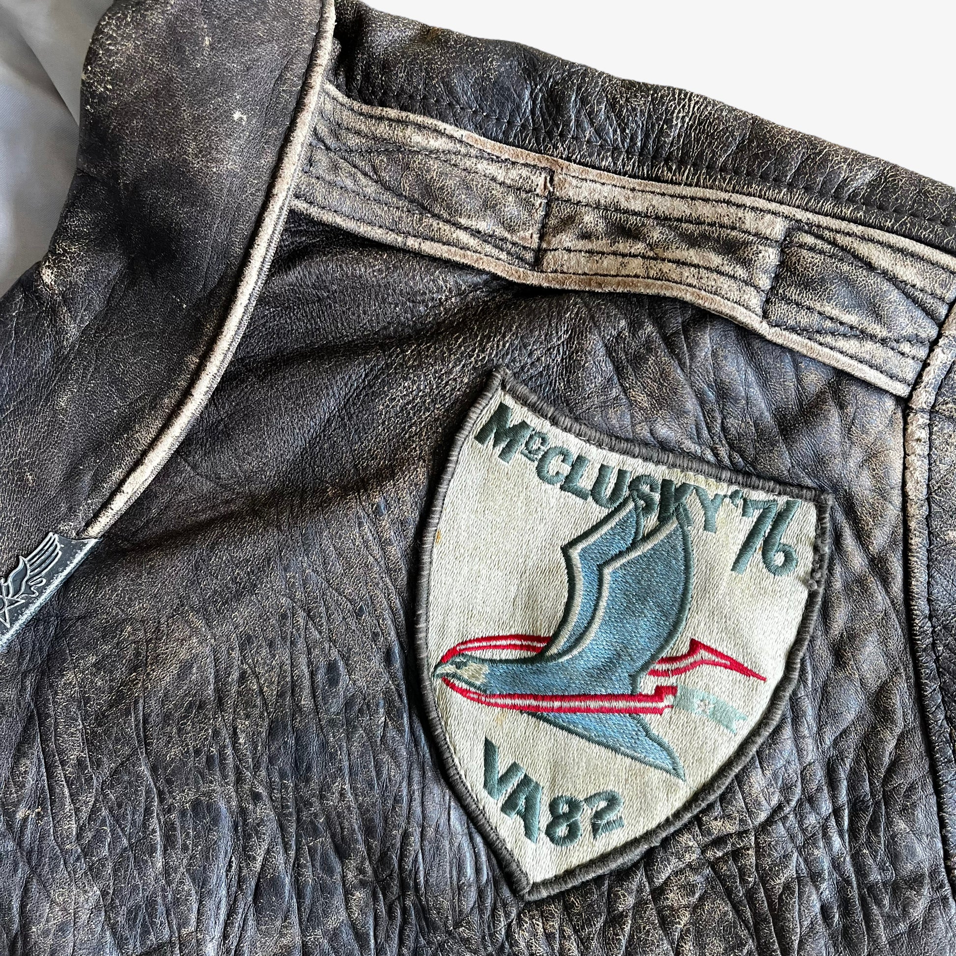 Vintage 80s AVIREX 1986 Original Top Gun Movie Promotional Leather Pilot Jacket Eagle - Casspios Dream