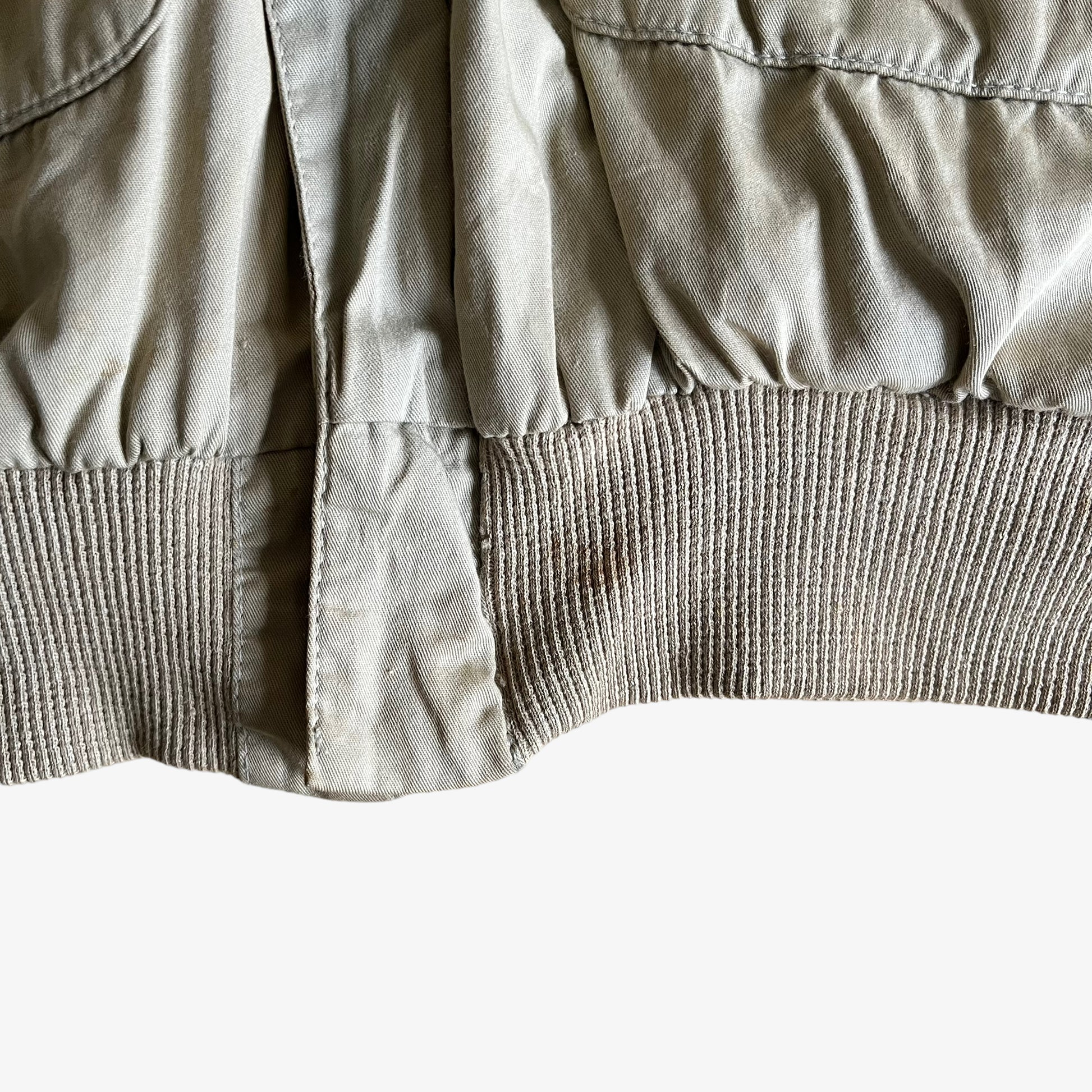Vintage 80s AVIREX 1987 China Doll Kunming 1944 Back Graphic Pilot Bomber Jacket Hem - Casspios Dream