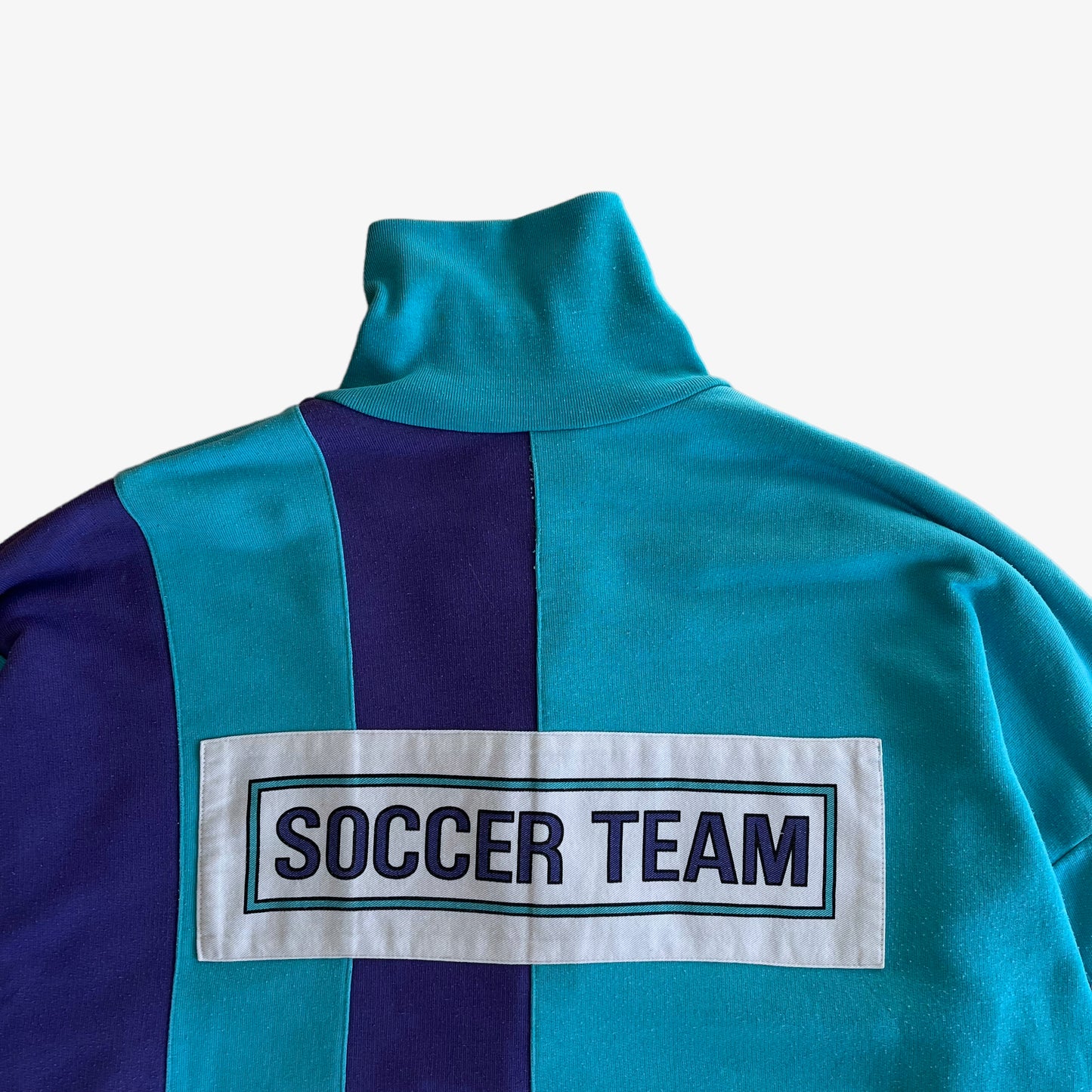 Vintage 80s Adidas Soccer Team Blue Quarter Zip Fleece Back Logo - Casspios Dream